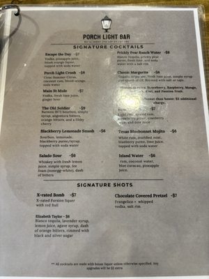 Menu photo 5 Porch Light Bar Salado, TX Menu photo 5 Porch Light Bar Salado, TX