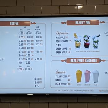 Tous Les Jours - Drink menu #1 - Bakeries Near Me - Fullerton, California