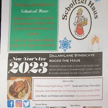 Schnitzel Haus - new years flyer and other events - German Near Me - Brooklyn, New York Schnitzel Haus - new years flyer and other events - German Near Me - Brooklyn, New York