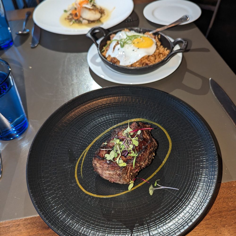 Bourbon Steak - 8oz Rib eye Pave, Kimchi Fried rice and Seabass - Steakhouses Near Me - Scottsdale, Arizona
