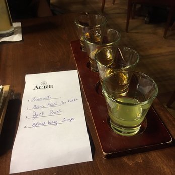 Acre Distilling Co. - Flight : Limoncello, Ginger Peach Tea Vodka, Jack Peach and Blackberry Sage - Cocktail Bars Near Me - Fort Worth, Texas Acre Distilling Co. - Flight : Limoncello, Ginger Peach Tea Vodka, Jack Peach and Blackberry Sage - Cocktail Bars Near Me - Fort Worth, Texas