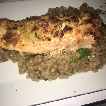 Mim's Restaurant - Crab crusted salmon on barley risotto - restaurant week fall menu 2017 - American Near Me - Roslyn Heights, New York Mim's Restaurant - Crab crusted salmon on barley risotto - restaurant week fall menu 2017 - American Near Me - Roslyn Heights, New York
