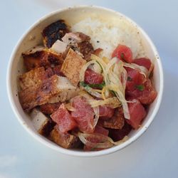 Alicia's Market - Sweet Onion Shoyu Poke and Roast Pork