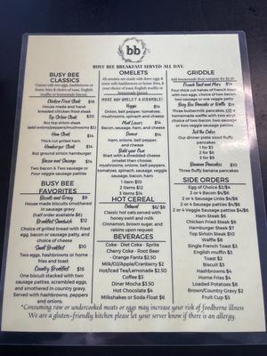 Menu photo 1 Busy Bee Cafe Springfield, OR