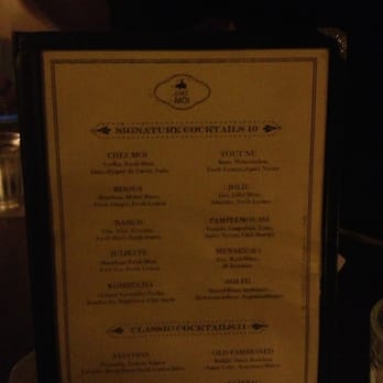 Chez Moi - Their cocktail menu . - French Near Me - Brooklyn, New York