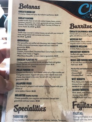 Menu photo 5 Chula's Restaurant and Cantina Eugene, OR