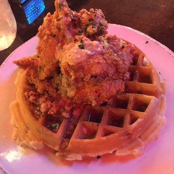 Sun Diner - Waffle with chicken white gravy and syrup. - Breakfast & Brunch Near Me - Nashville, Tennessee