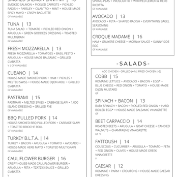 West Egg Bakery and Cafe - Menu: Lunch (Spring 2023) - Breakfast & Brunch Near Me - Woodbury, Connecticut