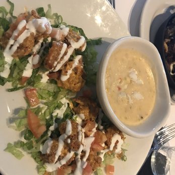 Bonefish Grill - Lunch special: cup of showier with crab and bang bang shrimp tacos sans tortilla - Seafood Near Me - North Charleston, South Carolina