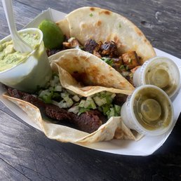 Brisket and chicken tacos