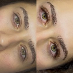 Brown Hybrid lashes before and after