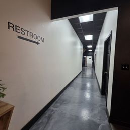 Hallway to the rest rooms and more seating