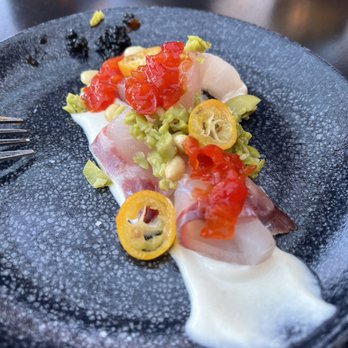 Marrow - Sea bass crudo - New American Near Me - Detroit, Michigan Marrow - Sea bass crudo - New American Near Me - Detroit, Michigan