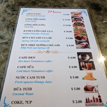 Dang Anh Cafe - Menu (Feb. 2018) - Vietnamese Near Me - Vancouver, British Columbia