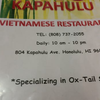 Pho Kapahulu - Menu - Vietnamese Near Me - Honolulu, Hawaii