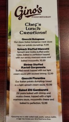 Menu photo 3 Gino's Italian Restaurant Round Rock, TX