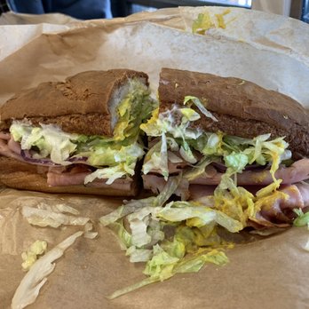 Scratch Deli and Bakery - Gluten-free hoagie with ham, lettuce, pickle, onion, mayo, and mustard. - Delis Near Me - Estes Park, Colorado Scratch Deli and Bakery - Gluten-free hoagie with ham, lettuce, pickle, onion, mayo, and mustard. - Delis Near Me - Estes Park, Colorado