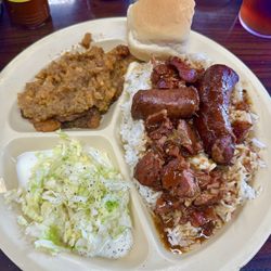 Ruby’s Cafe - Tasso and Sausage Rice & Gravy, Coleslaw and Candied Yam