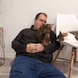 My boyfriend made some new friends on our visit to cat cafe
