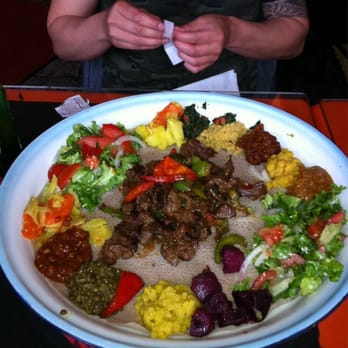 Rendez-Vous - Veg platter and beef tibs platter. - Ethiopian Near Me - Toronto, Ontario Rendez-Vous - Veg platter and beef tibs platter. - Ethiopian Near Me - Toronto, Ontario