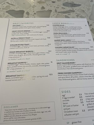 Menu photo 7 Drift Cafe Raleigh, NC