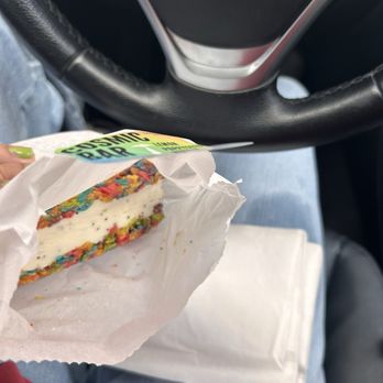 Cosmic Ice Cream - Fruity Pebble cereal treat + Lemon Poppyseed Muffin ice cream - Ice Cream & Frozen Yogurt Near Me - Pearland, Texas
