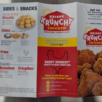 Krispy Krunchy Chicken - a menu for krispy krunchy chicken - Fast Food Near Me - Houston, Texas Krispy Krunchy Chicken - a menu for krispy krunchy chicken - Fast Food Near Me - Houston, Texas