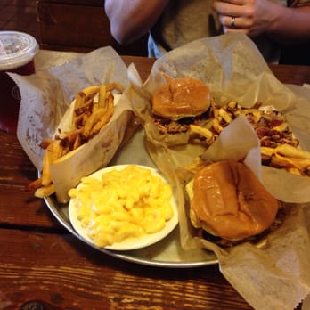 City Barbeque - 2 pulled pork sandwiches, regular fries, and cheesy bacon fries, along with Mac n cheese.comes on one platter with no plates. - Barbeque Near Me - Powell, Ohio City Barbeque - 2 pulled pork sandwiches, regular fries, and cheesy bacon fries, along with Mac n cheese.comes on one platter with no plates. - Barbeque Near Me - Powell, Ohio