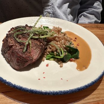 Sylvan Table - Filet with Farro and Spinach - New American Near Me - Sylvan Lake, Michigan Sylvan Table - Filet with Farro and Spinach - New American Near Me - Sylvan Lake, Michigan