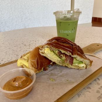 Stardust Coffee House - B.A.E Area sandwich and Guava Matcha Latte - Coffee & Tea Near Me - Fremont, California Stardust Coffee House - B.A.E Area sandwich and Guava Matcha Latte - Coffee & Tea Near Me - Fremont, California