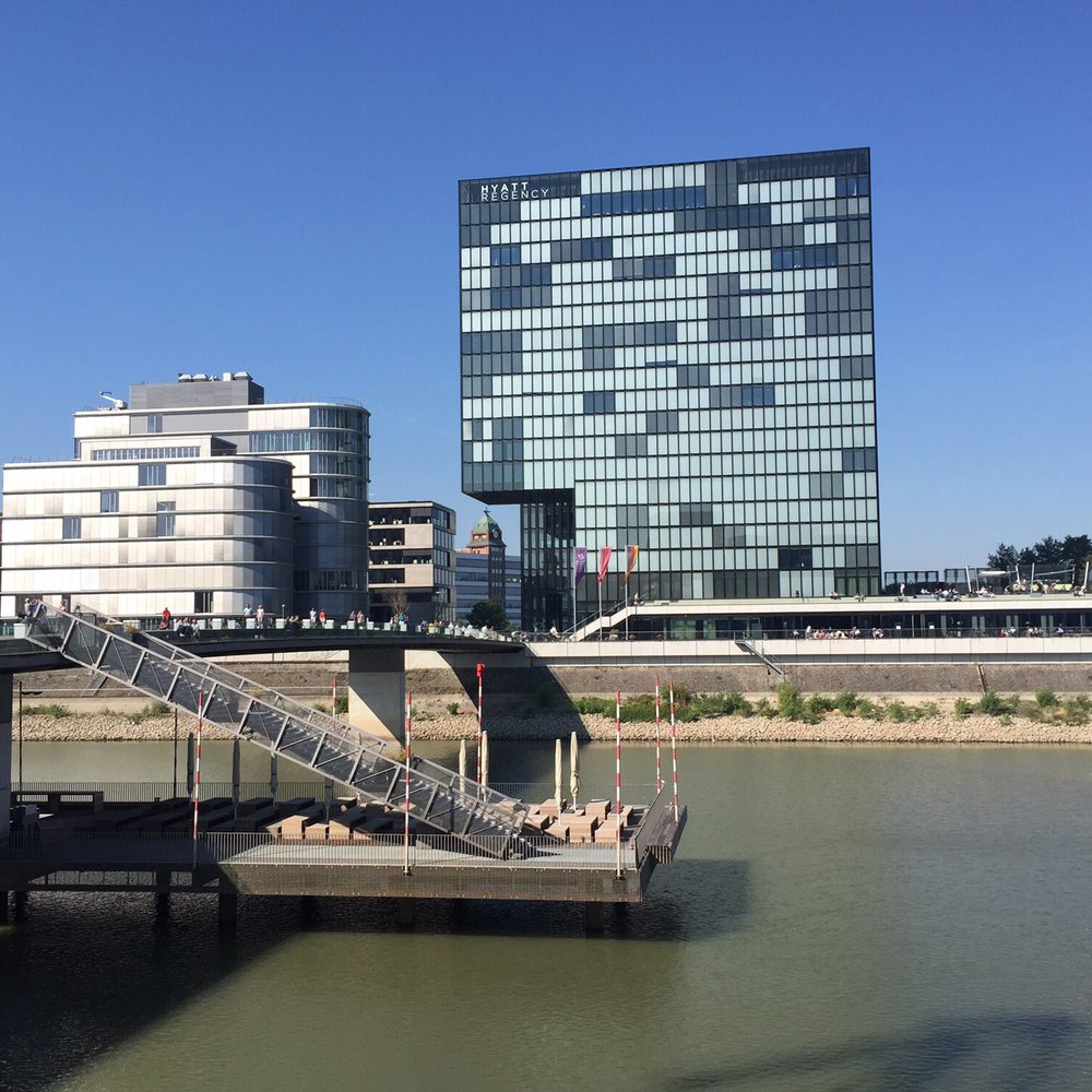 Hyatt Regency Düsseldorf - View of the hotel from across the harbor - Hotels Near Me - Dusseldorf, NW Hyatt Regency Düsseldorf - View of the hotel from across the harbor - Hotels Near Me - Dusseldorf, NW