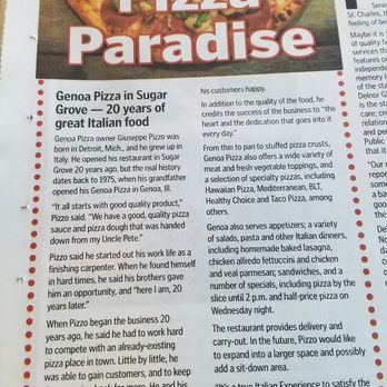 Genoa Pizza - a recipe for pizza paradise - Pizza Near Me - Sugar Grove, Illinois
