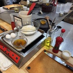 Cooking class workstation setup Cooking class workstation setup
