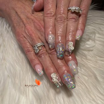 Maxim Nails & Day Spa - Full set Acrylic with glitter and 3D design - Nail Salons Near Me - Orlando, Florida Maxim Nails & Day Spa - Full set Acrylic with glitter and 3D design - Nail Salons Near Me - Orlando, Florida