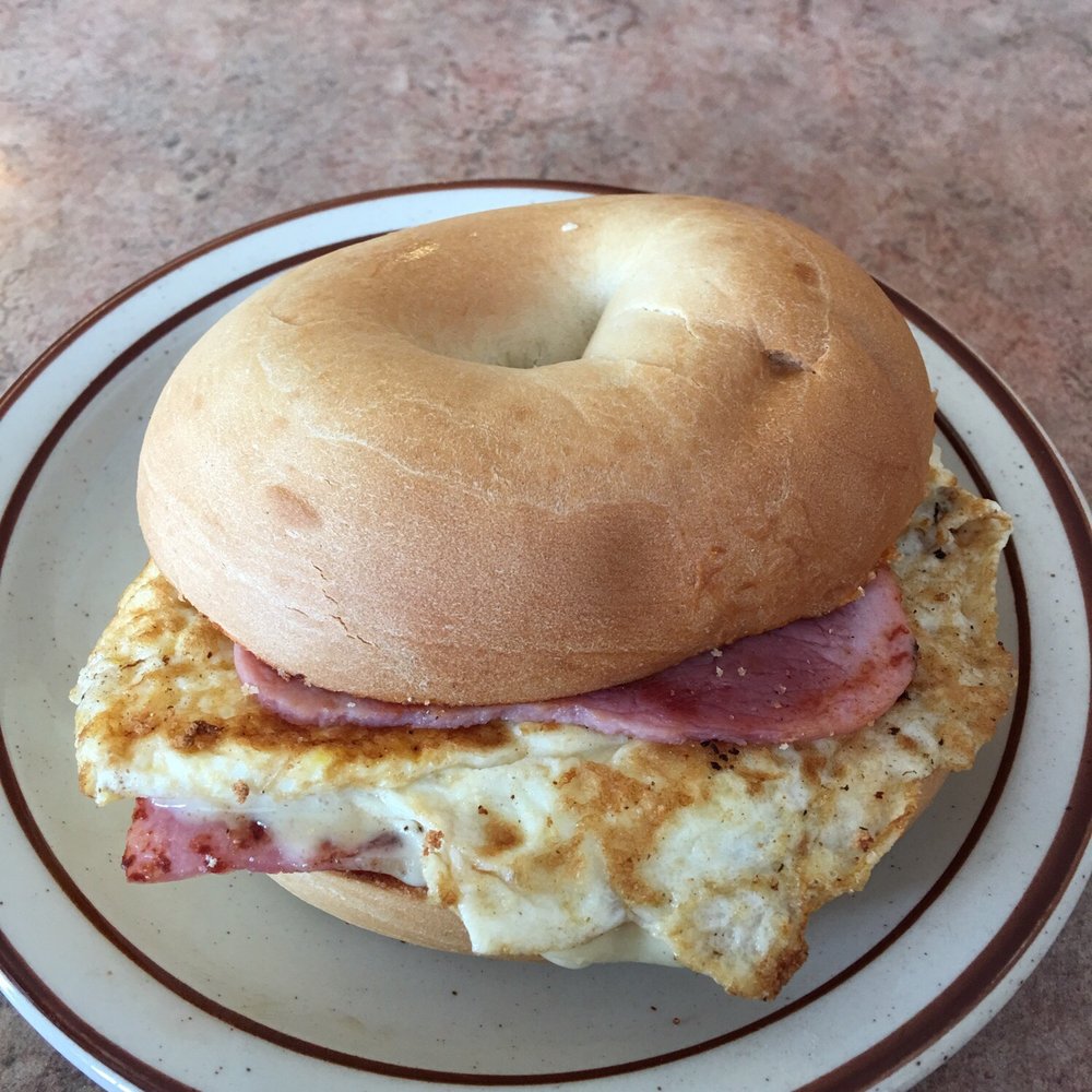 Teddys Kitchen - Best looking, tasting and priced breakfast sandwich around!  Egg, ham & cheese on a toasted bagel cooked to order! - Breakfast & Brunch Near Me - Belmont, Massachusetts