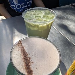 Iced matcha latte and chai latte