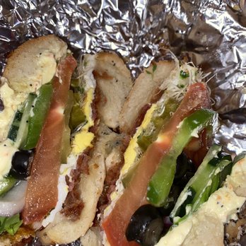 St Paul Bagelry - Diana Ross Bagel sandwich - bacon added - everything bagel - Bagels Near Me - Minneapolis, Minnesota St Paul Bagelry - Diana Ross Bagel sandwich - bacon added - everything bagel - Bagels Near Me - Minneapolis, Minnesota