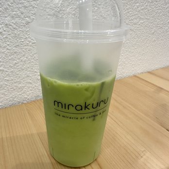 Mirakuru - Green Thai Pandan Coco Milk. The angle is quite forgiving for what it is. Definitely "25% ice" - Coffee & Tea Near Me - Garden Grove, California