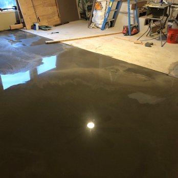 King Of Sheetrock - Self-leveling concrete poured to the perfectly pre-leveled plywood.  Fantastic job Elvis! - Drywall Installation & Repair Near Me