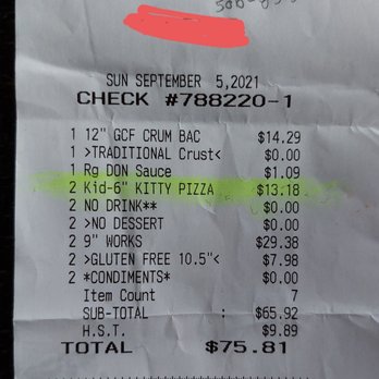 Pizza Delight - What I was charged.... - Pizza Near Me - Fredericton, New Brunswick