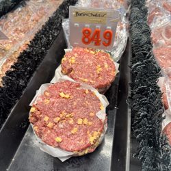 The Lake House Meats & Deli - Flavorful bacon cheddar burgers .
