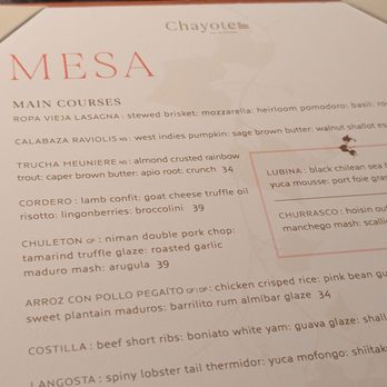 Chayote Barrio Kitchen - Main courses on the menu - Latin American Near Me - Winter Park, Florida