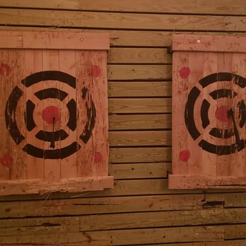 Stumpy's Hatchet House - The range/targets. And yes we actually hit those bullseyes lol. - Axe Throwing Near Me - Columbia, Maryland Stumpy's Hatchet House - The range/targets. And yes we actually hit those bullseyes lol. - Axe Throwing Near Me - Columbia, Maryland