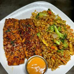 Fork In The Road - Honey, garlic salmon with veggie fried rice