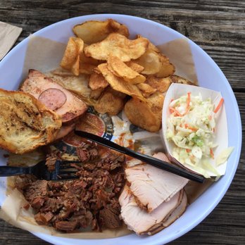 Snook Haven - The pick 3 - porkloin with sausage, brisket and smoked turkey ... mmm mmm good - Barbeque Near Me - Venice, Florida