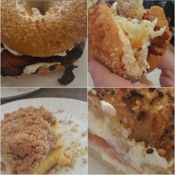 Marathon Bagel - Clockwise from top left: Igor, belly buster, crumb cake, and everything bagel with lox & cream cheese - Sandwiches Near Me - Marathon, Florida Marathon Bagel - Clockwise from top left: Igor, belly buster, crumb cake, and everything bagel with lox & cream cheese - Sandwiches Near Me - Marathon, Florida