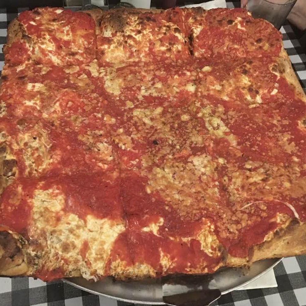 Upside down pie, at Brooklyn Square Pizza in Jackson, NJ. Upside down pie, at Brooklyn Square Pizza in Jackson, NJ.