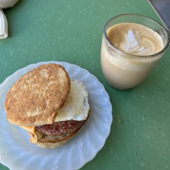 Loaf Lounge - Sausage egg and cheese with a latte - Cafes Near Me - Chicago, Illinois