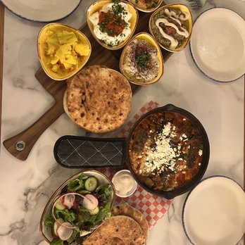 Cafe Landwer - Sinia Shakshuka Mezza Platter - Mediterranean Near Me - Boston, Massachusetts Cafe Landwer - Sinia Shakshuka Mezza Platter - Mediterranean Near Me - Boston, Massachusetts