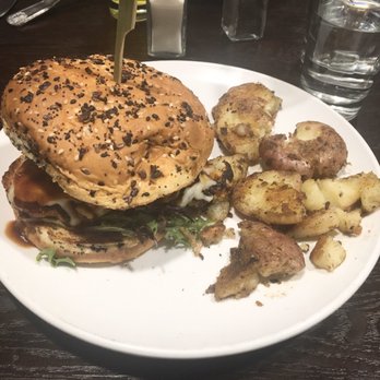 Wild Thyme Bistro - Grilled chicken sandwich with thick bacon and house-made bbq sauce. Side of smashed potatoes. - New American Near Me - Kanab, Utah
